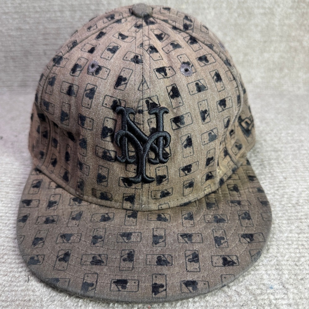 New York Mets New Era 59FIFTY Fitted Hat Mens 7 3/8 Brown MLB All Over Print